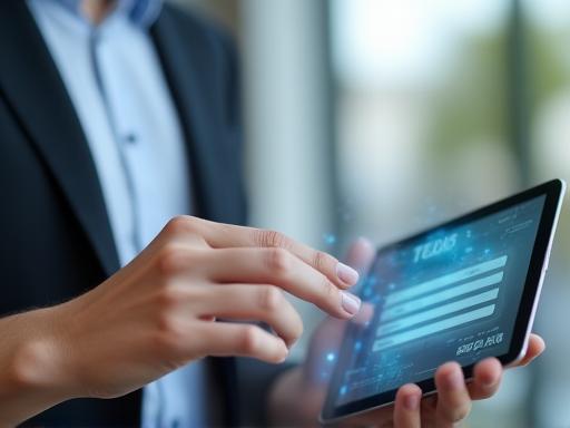Person signing up on a tablet, symbolizing easy enrollment